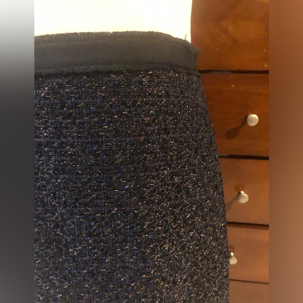 Ann Taylor Navy Tweed Mini Skirt with Metallic Thread - Picture 8 of 10